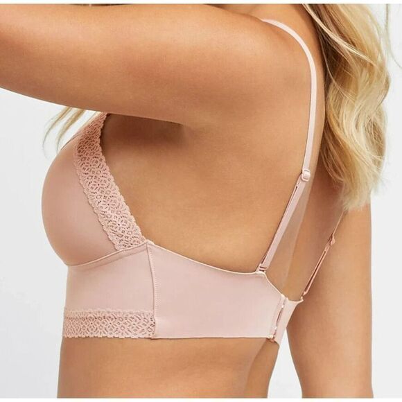 Maidenform DM2322-JDQ Women's Sz M Blush Pink Lace Trim Triangle Rib Bralette - Picture 8 of 9